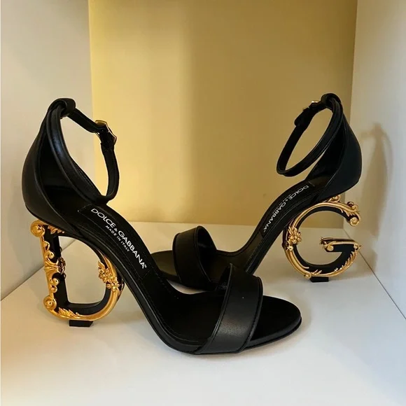 Dolce & Gabbana Women's D&G Sculpted High Heel SandalsBlack Leather